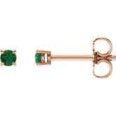 14K Rose 2.5 mm Natural Emerald Earrings